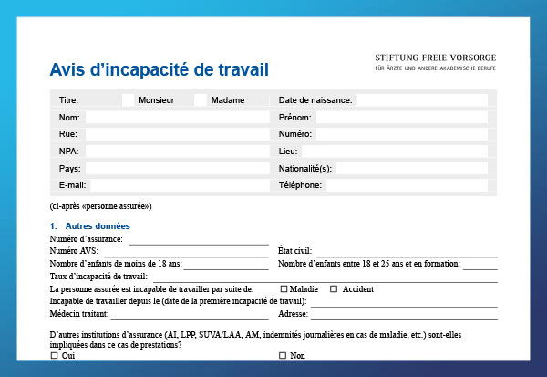 Avis d’incapacité de travail