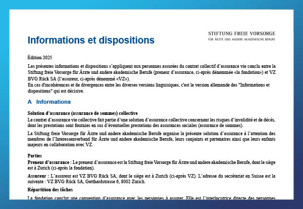 Informations et dispositions